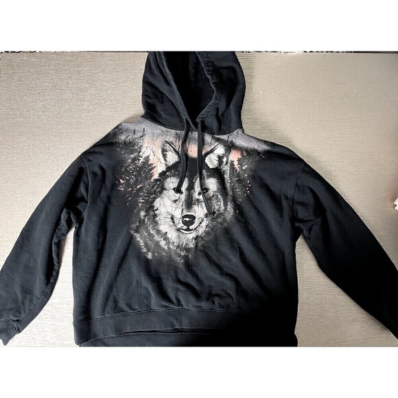 AllSaints Nightwolz Lo Hoodie Black Size Small Women's Perfect Condition Used - Picture 2 of 7